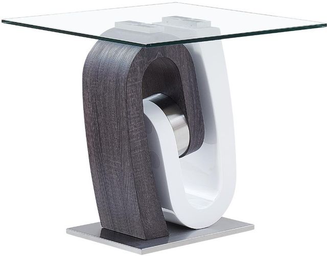 Global Furniture USA T4127 Glass Top End Table with Gray/White Base-0