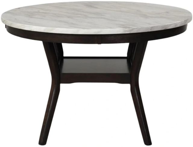 New Classic® Home Furnishings Celeste Marble Top Round Dining Table with Espresso Base-0