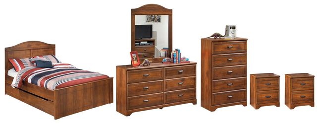 Signature Design by Ashley® Barchan 6-Piece Medium Brown Full Youth Panel Bed Set-0