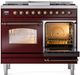 Ilve® Nostalgie II Series 40" Burgundy Pro Style Dual Fuel Range-3