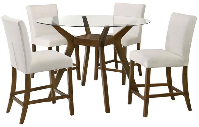 Coaster® Paxton 5-Piece Beige/Brown Round Counter Dining Table Set-0