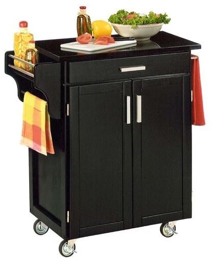 homestyles® Cuisine Cart Black/Black Granite Kitchen Cart-1