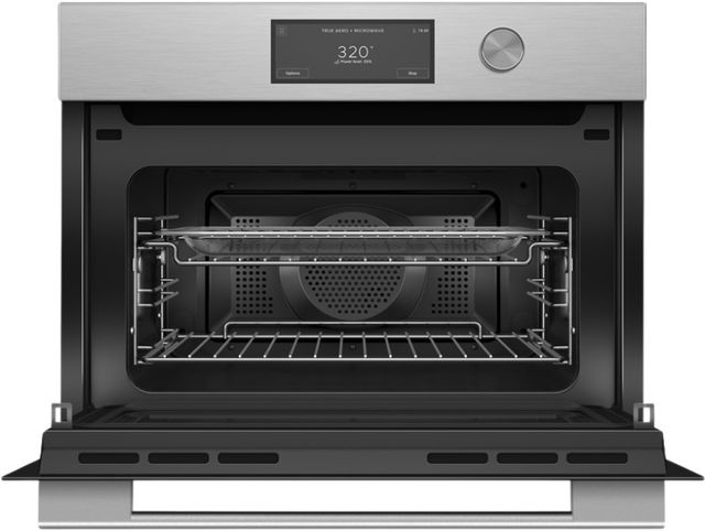 Fisher & Paykel Series 7 24” Brushed Silver Glass Contemporary Compact Convection Electric Speed Oven-1