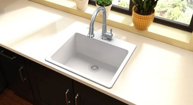 Elkay Quartz Classic® White 25" x 22" x 9-1/2" Single Bowl Drop-In Sink-3