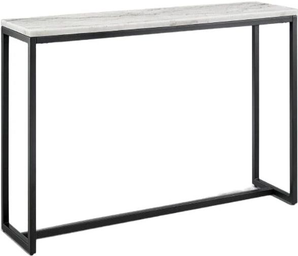 Magnussen Home® Torin White Marble Sofa Table with Matte Black Base-0
