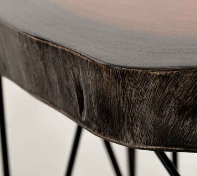 International Furniture Direct Parota Epoxy Stained Brown Sofa Table with Black Base-4