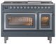 Ilve® Nostalgie II Noblesse 48'' Blue Gray Pro Style Dual Fuel Range with Chrome Trim-1