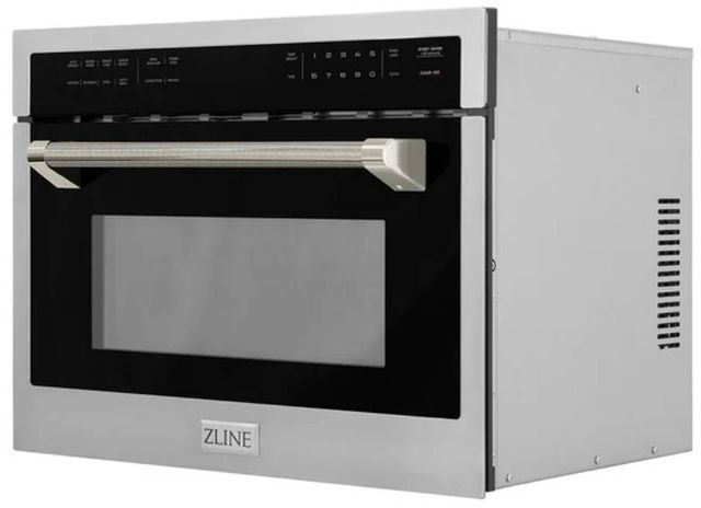 ZLINE Autograph Edition 24" 1.6 Cu. Ft. Stainless Steel Built-in Convection Microwave Oven with Polished Nickel Helix Handle-2