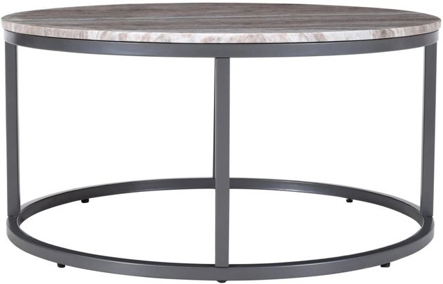 Jofran Inc. Wynn Beige Marble Round Cocktail Table with Gunmetal Base-1