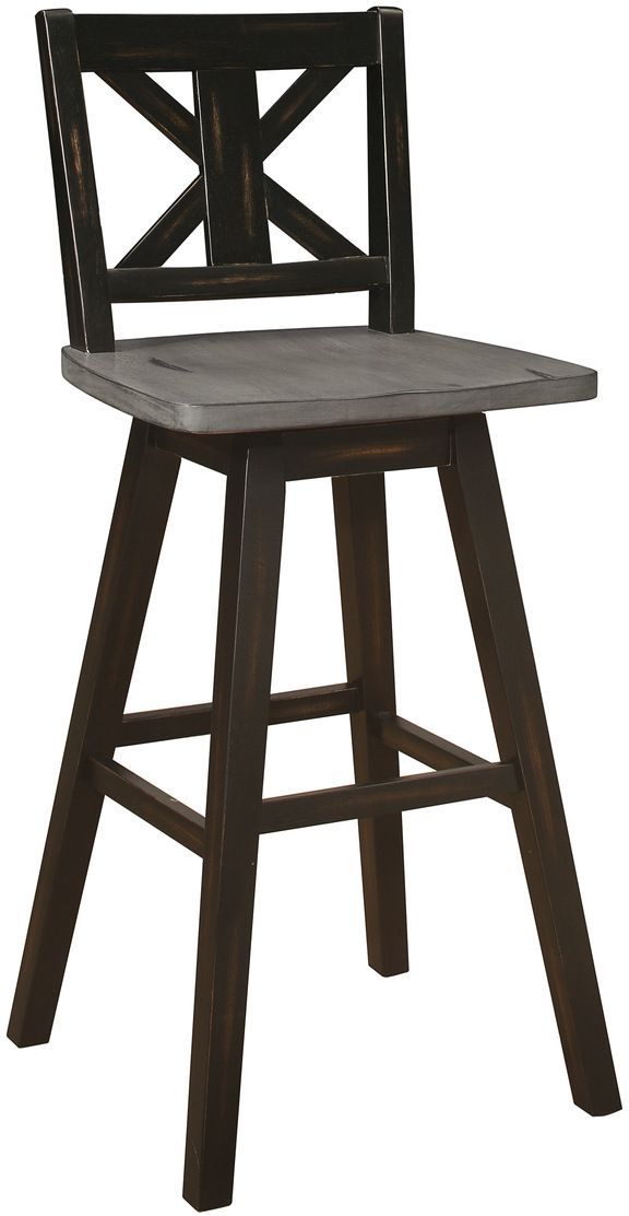 Mazin Furniture Amsonia Black/Distressed Gray Swivel Bar Chair-0