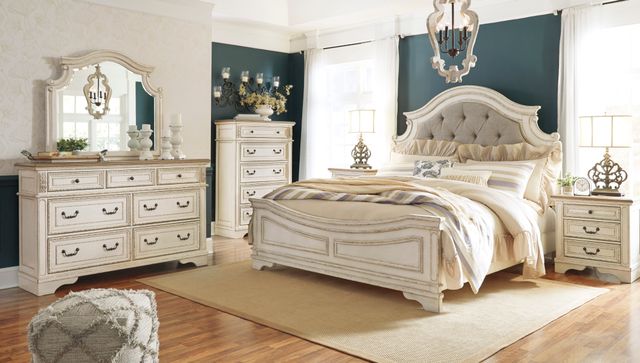 Signature Design by Ashley® Realyn Chipped White California King Upholstered Panel Bed-3