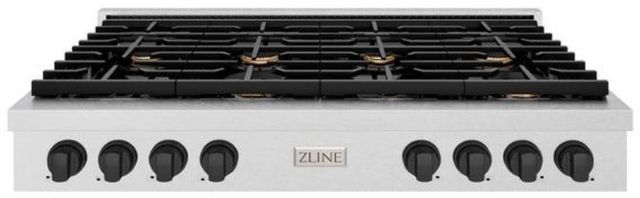 ZLINE Paramount Autograph Edition 48" Satin Stainless Steel Gas Cooktop with Matte Black Accents-0