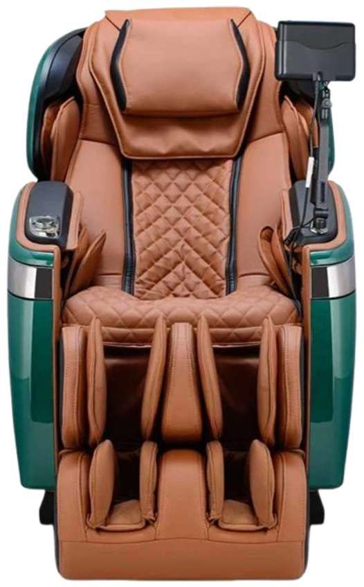 Cozzia® Qi™ XE Pro Cappuccino/Emerald Green Power Massage Chair-3