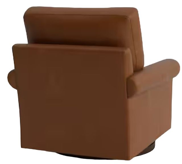 Bassett® Furniture Customizable Benchmade Premier Leather Roll Arm Swivel Chair-3