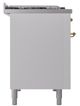 Ilve® Nostalgie II Noblesse 48'' White Pro Style Dual Fuel Range with Brass Trim-2
