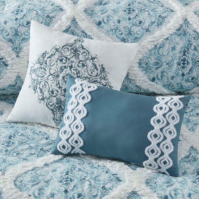 Olliix by Madison Park Rain 5 Piece Cotton Teal King/California King Comforter Set-4