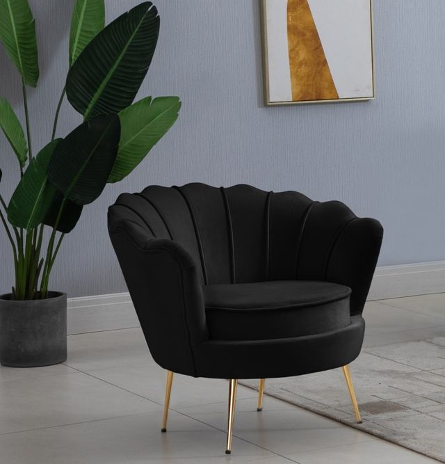 Meridian Furniture Gardenia Black Velvet Chair-1