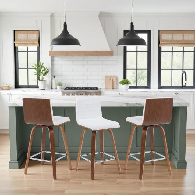 Armen Living Vienna Walnut/White Swivel Counter Stool-4