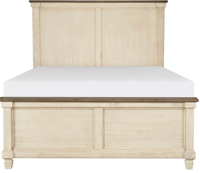 Homelegance® Weaver Antique White/Rosy Brown Queen Panel Bed-1