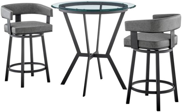 Armen Living Naomi and Lorin 3-Piece Black/Clear/Gray Counter Dining Set-0