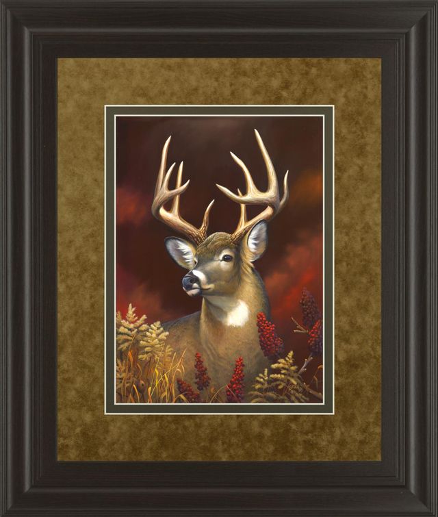 Classy Art “Deer Portrait” By Leo Stans Red 34 in. x 40 in. Double Matted Framed Print Wall Art-0