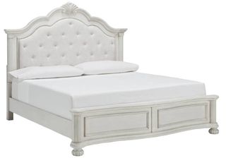 Benchcraft® Montelaine Antique White Queen Upholstered Panel Bed
