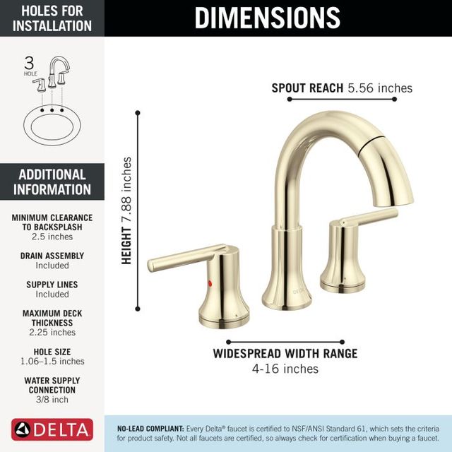 Delta Trinsic® Polished Nickel 2-Handle Lever Widespread Pull Down Bathroom-1