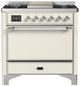 Ilve® Majestic III 36" Antique White Pro Style Dual Fuel Natural Gas Range with Solid Door and Chrome Trim-0
