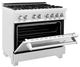 ZLINE Legacy 36" Satin Stainless Steel Pro Style Dual Fuel Range with Gas Cooktop, Electric Convection Oven and 6 Brass Burners-4