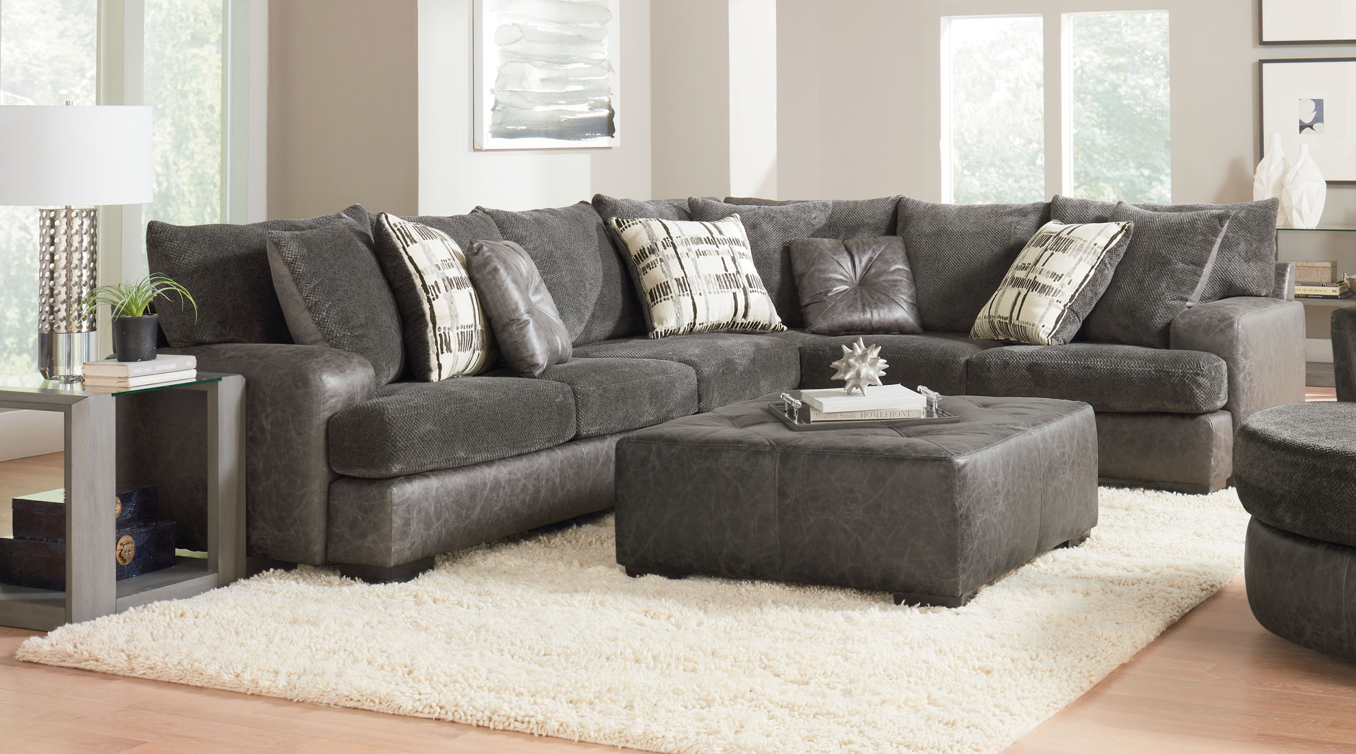 Albany Industries Zaftig Charcoal 2-Piece Sectional | Fischer
