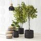 K & K Interiors Set of 3 Round Rattan Grass Stools with Black Stripes-1