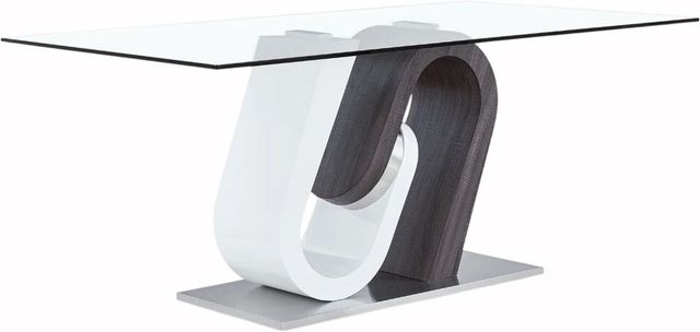 Global Furniture USA D2502 Clear Glass Top with Dark Gray/White Base-0