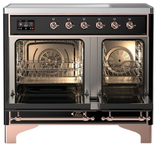 Ilve® Majestic III 40" Glossy Black Pro Style Induction Range with Triple Glass Door and Copper Trim-1