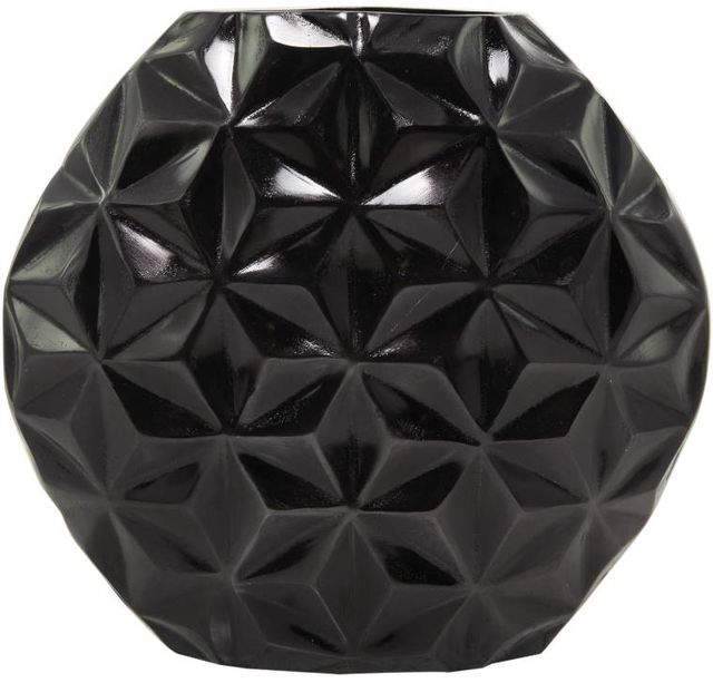Deco Marche CosmoLiving by Cosmopolitan Black 12" Geometric Faceted Vase-2