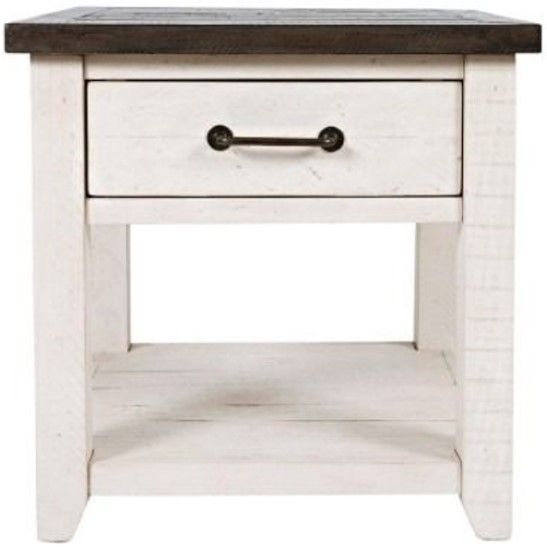 Jofran Inc. Madison County Harris Brown/Vintage White End Table-2