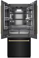 ZLINE Autograph Edition 36" 19.6 Cu. Ft. Black Stainless Steel Built In French Door Refrigerator with Graphite Gray Interior and Polished Gold Accents-3