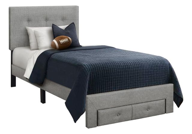 Monarch Specialties Inc. Gray Linen Twin Platform Bed with Storage Drawer-0