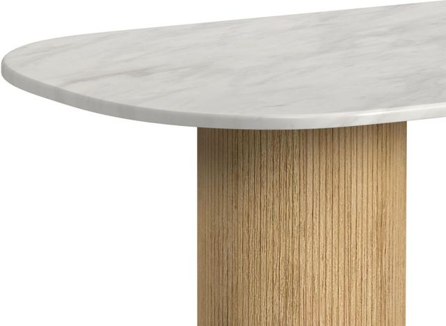 Elements International Sylvie White Faux Marble Top Dining Table with Natural Base-4