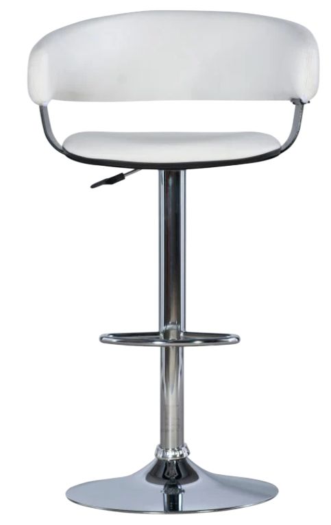 Powell® Devan Chrome/White Adjustable Barrel Bar Stool-3