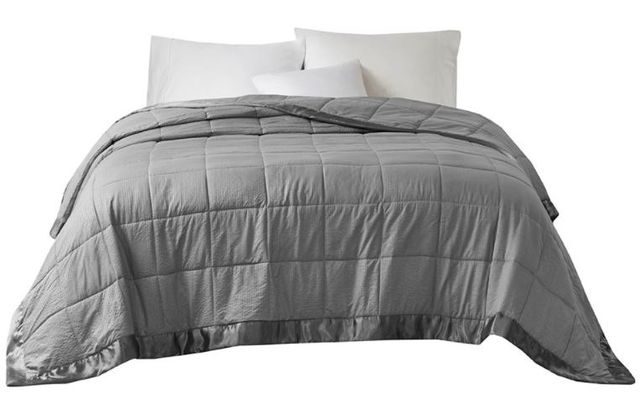 Olliix by Madison Park Cambria Charcoal King Premium Oversize Down Alternative Blanket with 3M Scotchgard-1