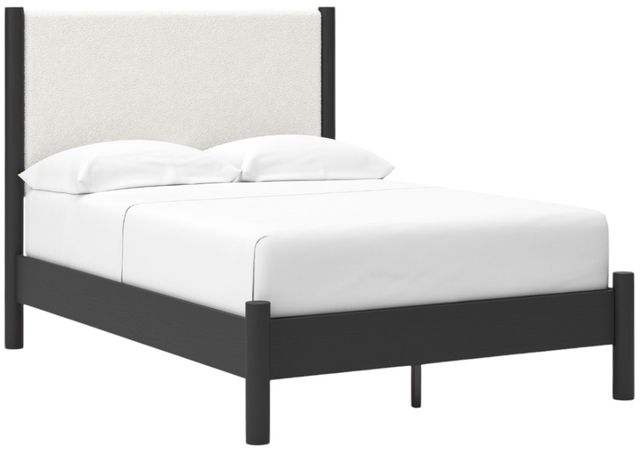 Signature Design by Ashley® Cadmori Black Twin Upholstered Panel Bed-1