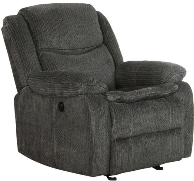 Coaster® Jennings Charcoal Upholstered Power Glider Recliner-0