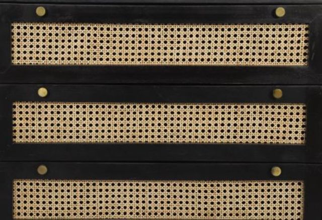 Jaipur Furniture Rattan Black/Brown 3-Drawer Chest-1