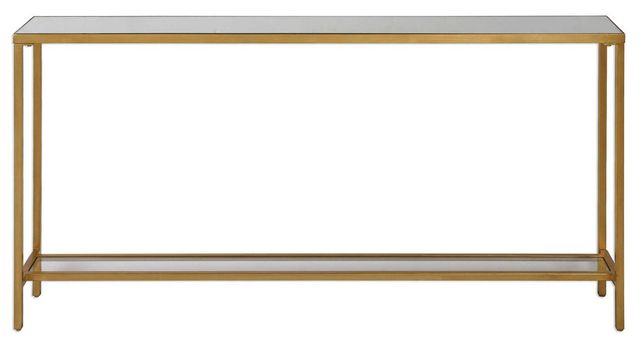Uttermost® Hayley Glass Top Console Table with Antiqued Gold Frame-3