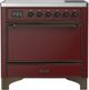 Ilve® Majestic III 36" Burgundy Pro Style Induction Range with Solid Door and Burnished Trim-0