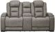Signature Design by Ashley® The Man-Den Gray Power Reclining Loveseat with Adjustable Headrest-1