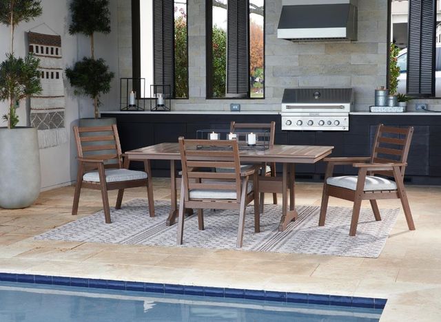 Signature Design by Ashley® Emmeline 5-Piece Brown Outdoor Dining Set-3