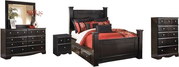 Signature Design by Ashley® Shay 5-Piece Almost Black Queen Poster Bed Set-0