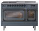 Ilve® Nostalgie II Noblesse 48'' Blue Gray Pro Style Dual Fuel Range with Burnished Trim-1