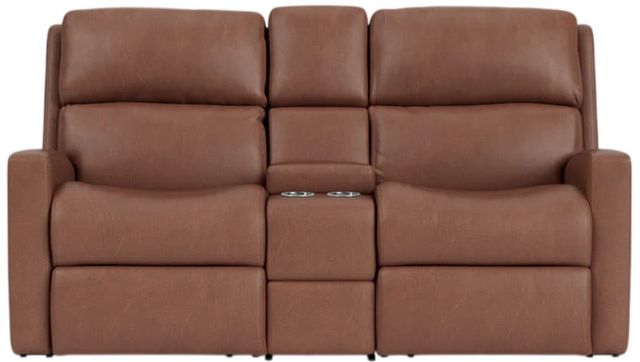 Flexsteel® Customizable Catalina Leather Manual Reclining Loveseat with Console-4